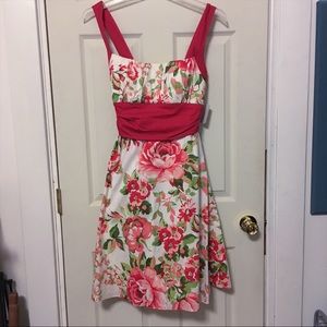 Red floral retro skater pinup dress